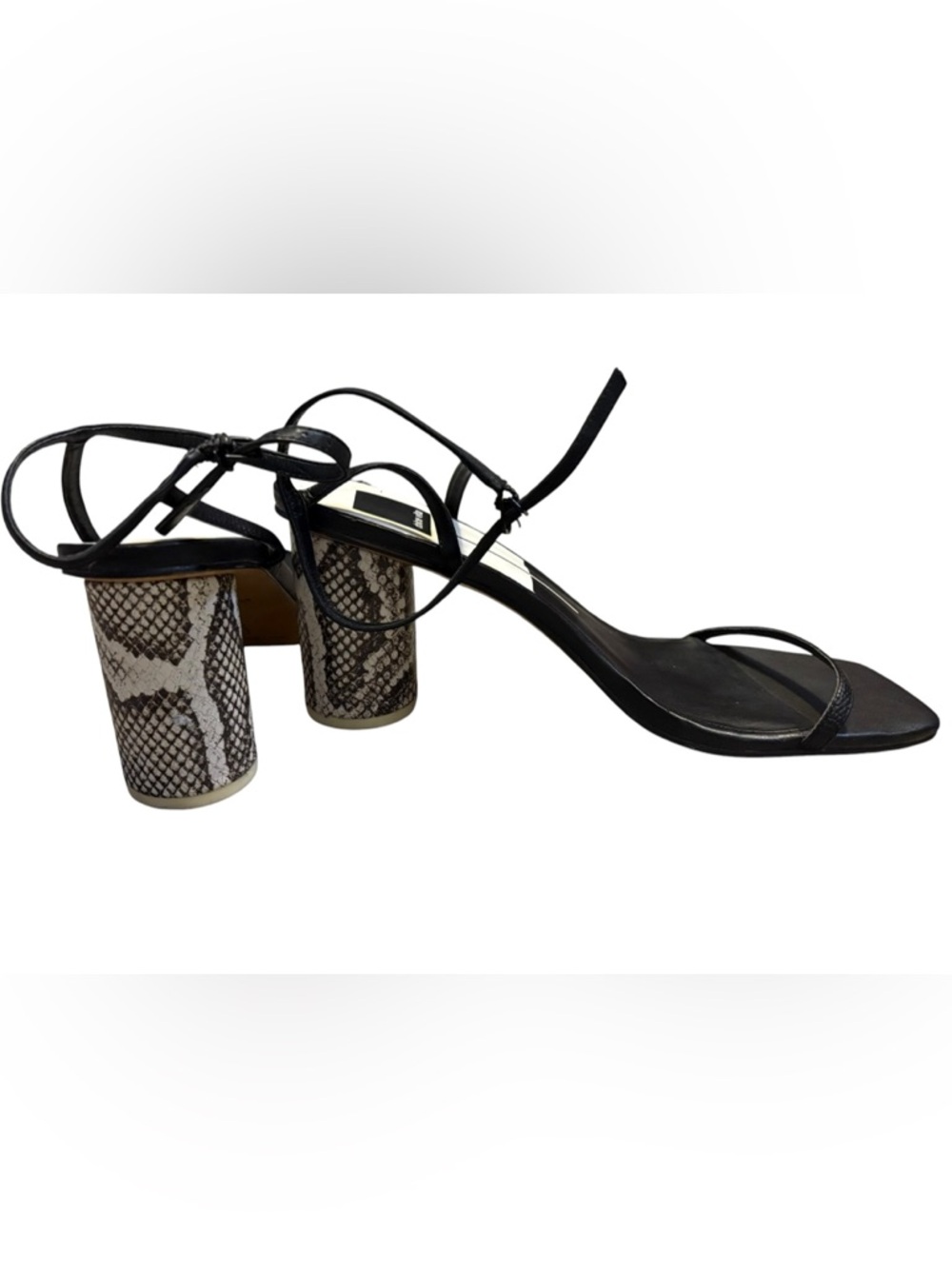 Dolce Vita Nixon Sandals Size 9 Black Strappy Block Heel Snake Print Heel